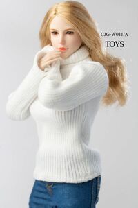 1/6 CJGTOYS　タートルネックセーター　ホワイト　 1/6スケール女性コスチューム