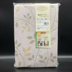 未使用　厚地カーテン　100×200㎝　2枚入り　リリス　GN　遮光、形状記憶　(KA5301)