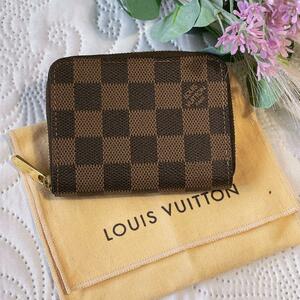 ルイヴィトン LOUIS VUITTON N63070 ダミエ エべヌ ジッピー コインパース コインケース カードケース ミニ財布 茶