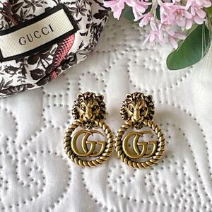  free shipping beautiful goods Gucci GUCCI GGma-monto lion head earrings clip-on anonymity delivery 