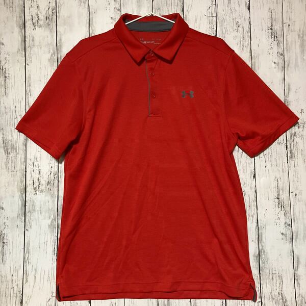 【UNDER ARMOUR】アンダーアーマー ゴルフ メンズ 半袖ポロシャツ XLサイズ 赤 送料無料
