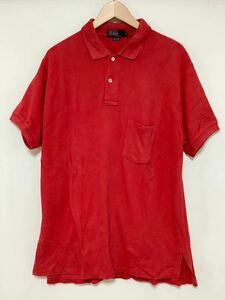 や1137 USA製 Polo Ralph Lauren ラルフローレン 半袖ポロシャツ M レッド 着丈長め