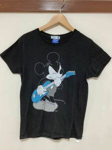 み1125 Disney summer sonic ディズニー サマーソニック コラボ 半袖Tシャツ レディース ブラック ミッキーマウス 2011