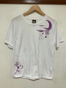 め1101 雅結 和柄 半袖Tシャツ M ホワイト サクラ 桜