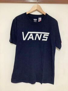 め1129 USA製 VANS バンズ 半袖Tシャツ プリントTシャツ L ネイビー