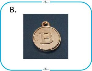 E259 B アルファベット チャーム B ゴールド メダル コイン 12mm ハンドメイド 材料 アクセサリー パーツ イニシャル デザイン オシャレ