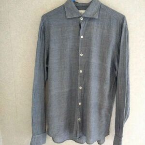 23区 カディ khadi カディコットン シャツ グレーブルー インド 手紡ぎ 手織り ハンドメイド メンズ 23区HOMME