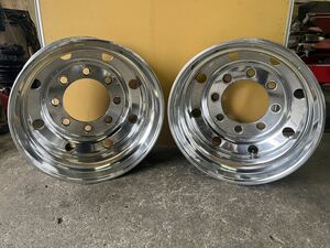 AW-7 中古アルミホイー 22.5×8.25 165 8H JIS BRIDGESTONE ブリヂストン 球面座 大型 リア外用 研磨済み 法人宛 送料無料 2本