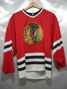 80s 90s USA製 ビンテージ CCM NHL Chicago Blackhawks ブラックホークス アイスホッケー ユニフォーム ホッケーシャツ サイズ：S