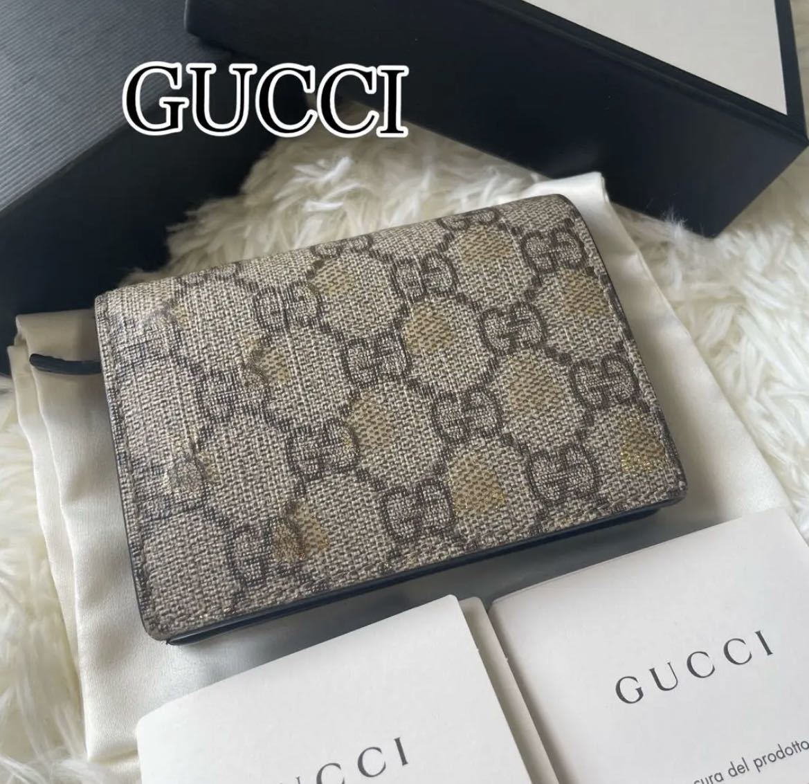 お見舞い ビー 折り財布 GUCCI 蜂 PVC コンパクトウォレット GG 折り