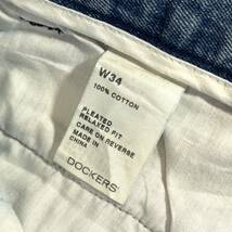 【00s】DOCKERS ドッカーズ デニムショーツ ハーフ 短パン 青/インディゴ メンズ W34/90cm ツータック ワイド リーバイス 廃盤 レア_画像8