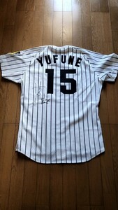 阪神タイガース 15 湯舟敏郎選手 1999年実使用 直筆サイン入り ホームユニフォーム 