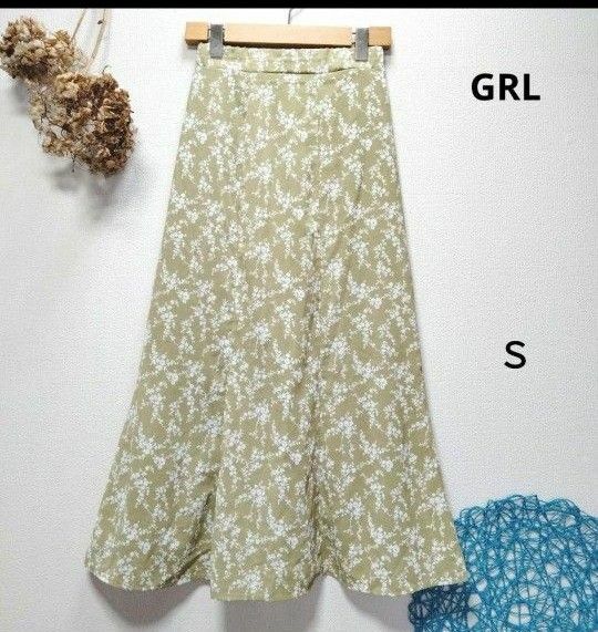 GRL グレイル　小花柄マーメイドフレアスカート　ロングスカート