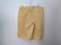 b804◆Dickies ハーフパンツ◆ディッキーズ size:w36 マスタード系 ポリコットン メンズ ショーツ カットオフ 半ズボン 古着 USED 5G _画像3