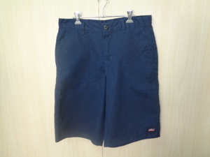 b209◆Dickies ハーフパンツ◆ディッキーズ size:w32 ネイビー系 ツイル地 メンズ ショートパンツ 半ズボン ワークパンツ 古着 UESD 5G