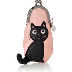 ノアファミリー　たまちゃん　がま口　印鑑ケース　肉球のチャームも可愛い　人気のがまぐちです！黒猫　ねこ　ネコ　ピンク　送料無料
