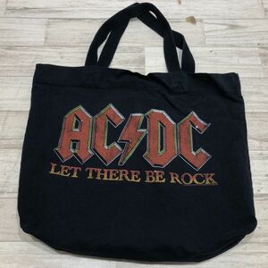 AC/DC エーシーディーシー トートバッグ ハンドバッグ ロック バンド 黒 USA製 ヴィンテージ 海外 ロック バンド[Q6531]
