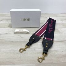 Christian Dior クリスチャン ディオール ショルダー ストラップ ネイビー×ピンク バッグパーツ 太め[N4485]_画像1