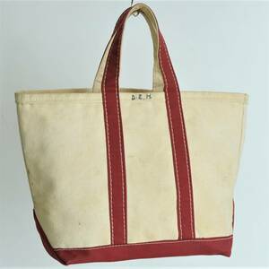 筆記体タグ！ 状態◎ 70s L.L.Bean トートバッグ ミディアム BOAT AND TOTE ヴィンテージ コットンキャンバス レッド 赤 アウトドア