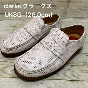 clarks クラークス UK8G（26.0cm）パンチングレザー ホワイト