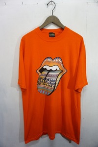 希少90's ビンテージ ROLLING STONES ローリングストーンズ オフィシャル BRIDGES TO BABYLON 1997-1998ツアーTシャツ オレンジL 710N▲