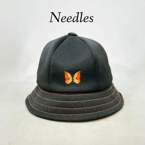 美品 Needles x END. BERMUDA HAT ニードルズ バミューダ ハット JO371 M ブラック バケットハット 蝶 メンズ 帽子 ニードルス コラボ 別注