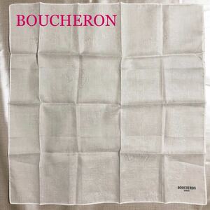 ■美品■希少■BOUCHERON ブシュロン　ペイズリー　ミニスカーフ　ポケットチーフ　ホワイト系