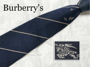 Burberry's Burberry necktie silk 100%kiji Nitro go hose Mark ....reji men taru stripe navy 