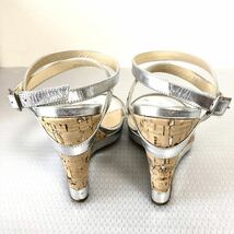 JIMMY CHOO ジミーチュウ　ウェッジソール　サンダル　バックストラップ　レザー　シルバー　サイズ36_画像3