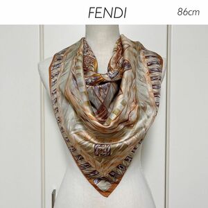 【査定済】FENDI 総柄　シルクスカーフ