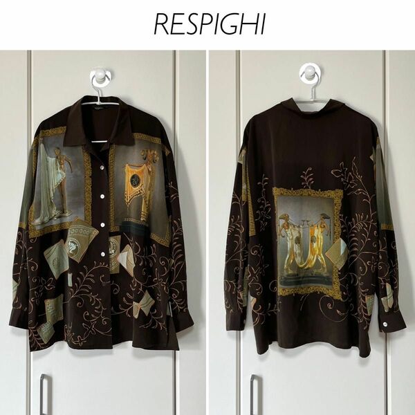 【美品】日本製★RESPIGHI エジプト柄 ポリシャツ オーバーサイズ