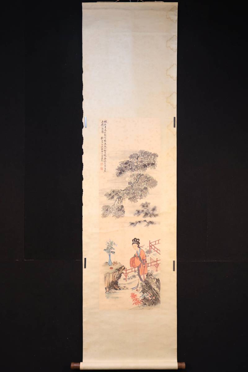掛軸】〈費丹旭〉『仕女図』 (紙本肉筆)/ 中国画 人物図 山水図 花鳥