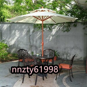  garden parasol beige sun shade market umbrella parasol UV 50+ wood grain design. aluminium paul (pole) 2.7m
