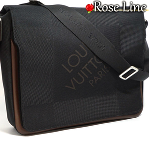 【良好品】Louis Vuitton ダミエジェアン メサジェ ショルダーバッグ 鞄 ノワール 黒 DAMIERGEANT メンズ レディース メサジュ M93032