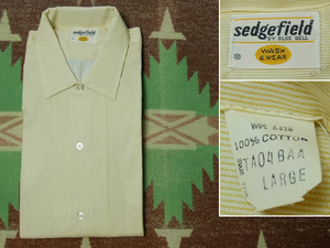 ラスト1/ピンストライプ【SEDGEFIELD】60s Pinstripe Shirt / 60年代 半袖 コットン シャツ YL-L ブルーベル ボックス ヴィンテージ 50s70s