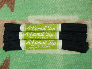 3ペア/デッド/A-Kamil Tip/60s シューレース 黒 40インチ★ビンテージ デッドストック 靴紐 平紐 MADE IN USA シューズ 古着 50s70s