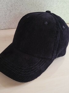 【H&M】新品/キャップ/帽子/コーデュロイ/黒/フリーサイズ
