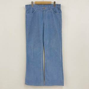 60s 70s LEVI'S USA製 646 コーデュロイ フレアパンツ 3刻印 水色 LEVIS リーバイス ベルボトム ビッグE 42TALON 白タブ VINTAGE 3060240