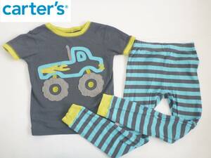 carter's Carter's * gray × light blue × yellow color car badge short sleeves top and bottom set room wear 6 120