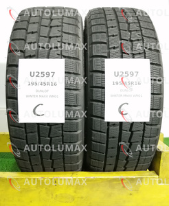 195/45R16 80Q Dunlop WINTERMAXX WM01 中古 スタッドレスタイヤ 2本セット ダンロップ U2597.C