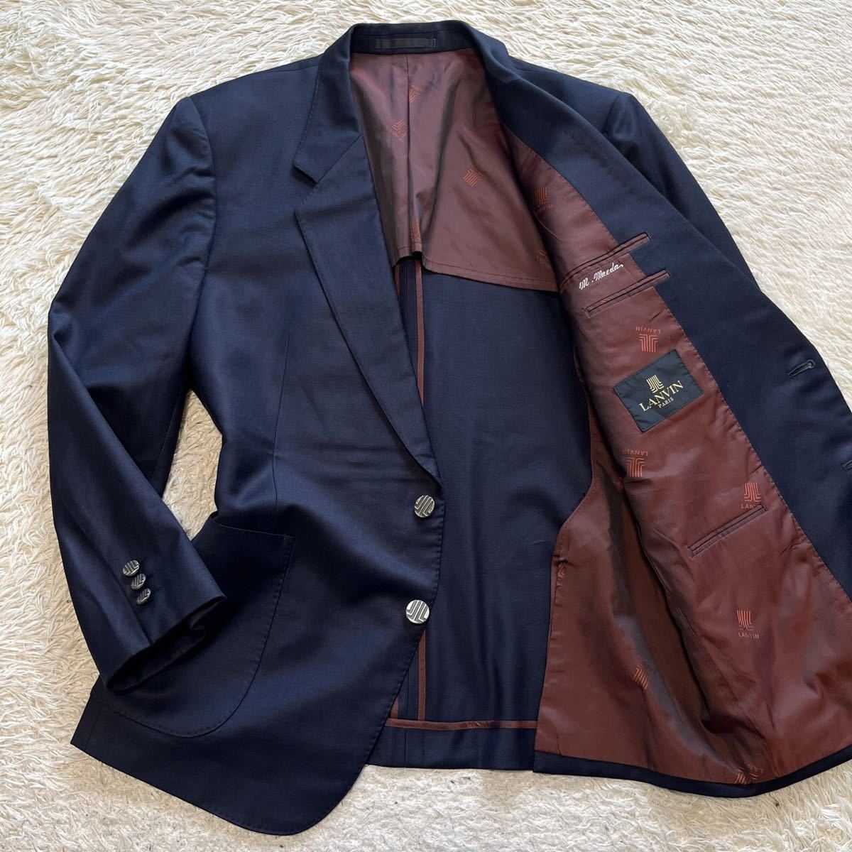 ランバン【お洒落な一着】LANVIN テーラードジャケット ブレザー 紺