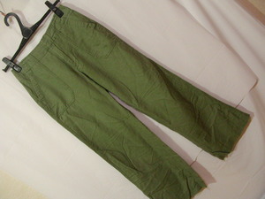ssyy1586 GAP Gap lady's pants khaki green # flax cotton material # plain thin casual 00 size regular 