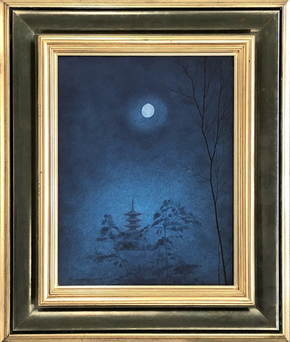 杉山景一 ｢十三夜｣ 油彩画 6号【正光画廊】, 絵画, 油彩, 自然, 風景画