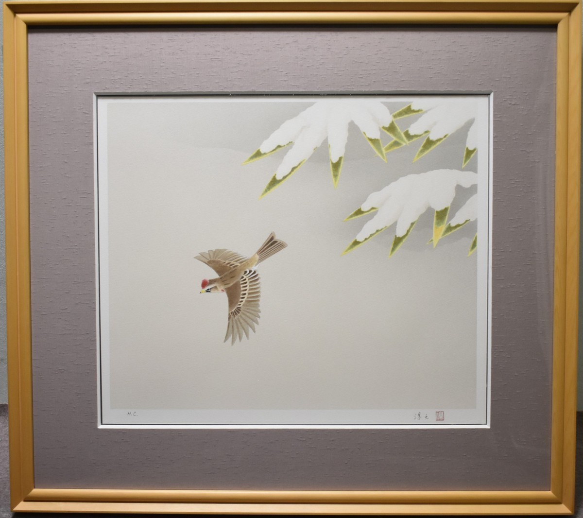 Il est le premier peintre au Japon à recevoir l'Ordre du mérite culturel pour ses peintures de fleurs et d'oiseaux. Estampe Benihiwa d'Atsuyuki Uemura [5000 objets exposés à la galerie Masamitsu ! Vous pouvez trouver votre œuvre préférée], peinture, peinture à l'huile, Nature, Peinture de paysage