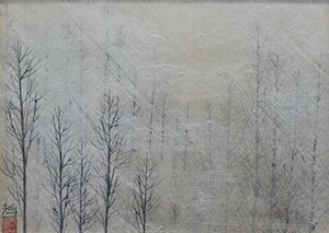 Art hand Auction [Masami-Galerie: 5, 000 Stücke ausgestellt] Großartiger Fund: Japanische Malerei! Koichi Suzuki, Nummer 4, Winterbäume stehen, Malerei, Japanische Malerei, Landschaft, Wind und Mond