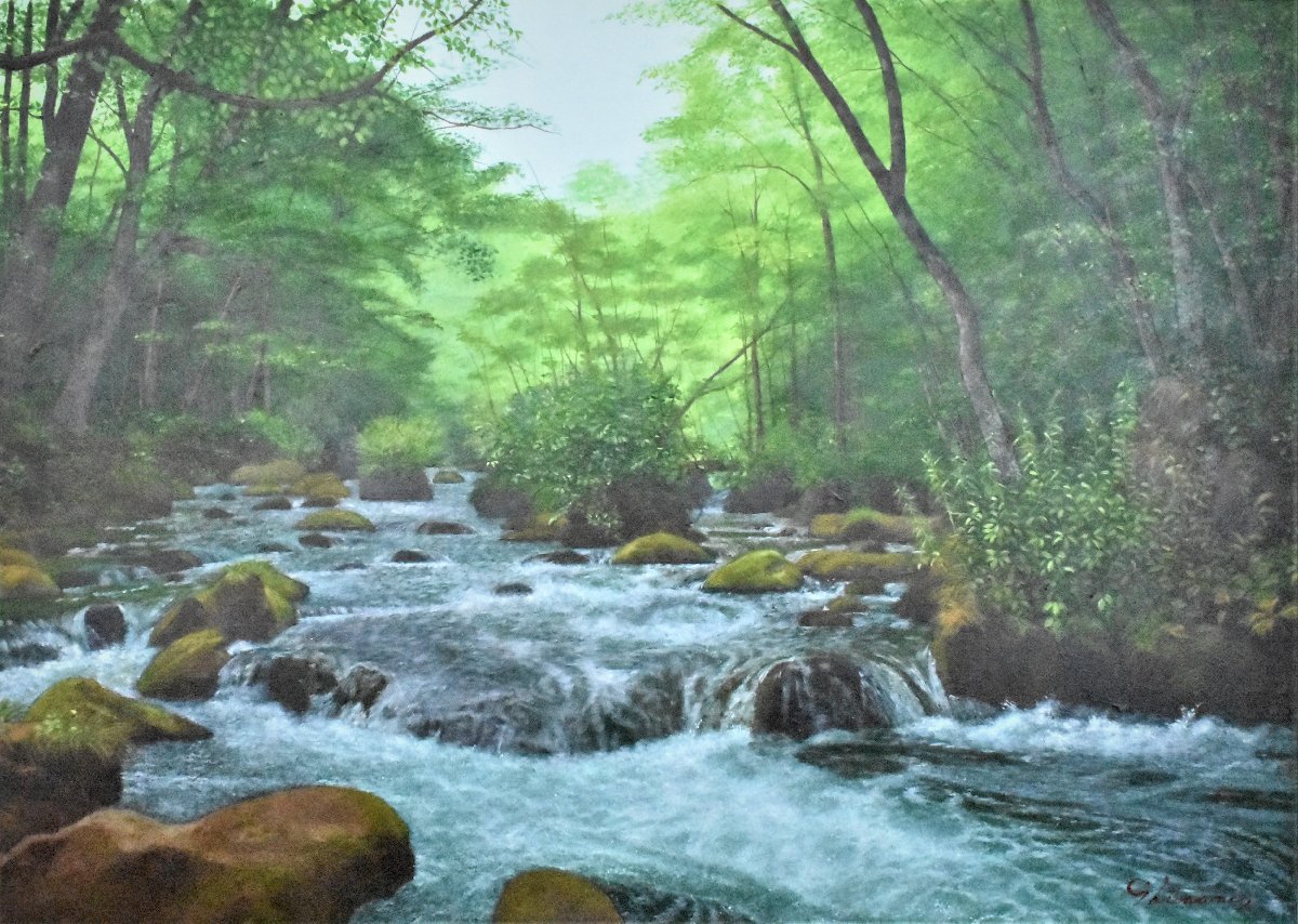Kiyoshi Shimane Oirase a principios de verano Pintura al óleo 30 páginas ◆Ex miembro de Koyo-kai, Concejal [Galería Masamitsu]*, cuadro, pintura al óleo, Naturaleza, Pintura de paisaje