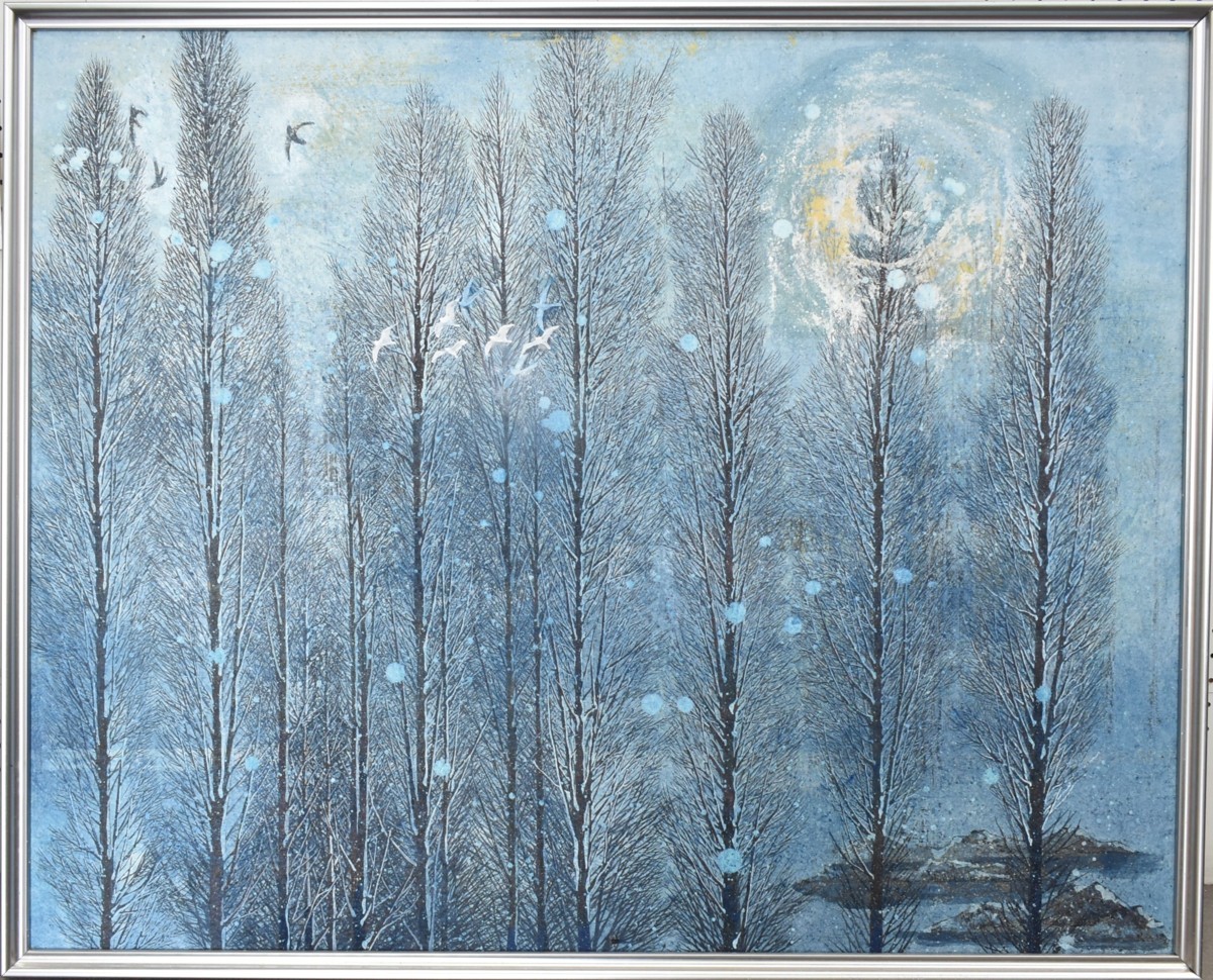 Koichi Suzuki Frozen Light Japanese painting No. 40 ◆ Winner of 3rd place at the Ginza Grand Prize Exhibition / Numerous solo exhibitions [Seiko Gallery] *, Painting, Japanese painting, Landscape, Wind and moon