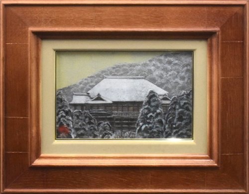 Ich habe die Bühne von Kiyomizu gemalt. Die verschneite Atmosphäre ist hervorragend! [Masamitsu-Galerie, vor 51 Jahren gegründet, zuverlässig, zuverlässig, und verfügt über eine nachgewiesene Erfolgsbilanz] Japanisches Gemälde Masanori Shinoda Kiyomizu-Tempel im Schnee SM, Malerei, Japanische Malerei, Landschaft, Fugetsu