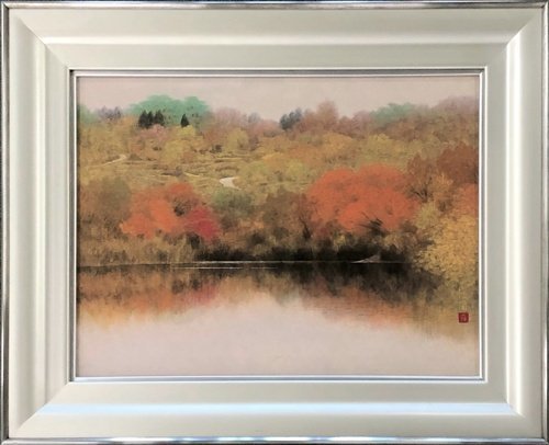 ¡Es un popular pintor japonés que expresa los cambios de estación con gran emoción! Reiji Kubo 12P Pintura japonesa Sol Amarillo [Galería Seiko, 5000 artículos en exhibición], cuadro, pintura japonesa, paisaje, Fugetsu