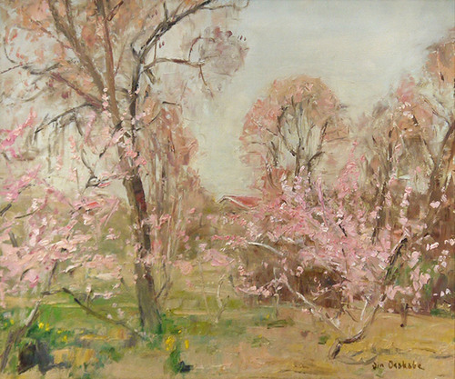 Verger du Printemps des Prisonniers Peinture à l'huile 8F ◆Ordre du Trésor Sacré, Certificat d'authenticité de 4ème classe inclus [Galerie Masamitsu]*, peinture, peinture à l'huile, Nature, Peinture de paysage